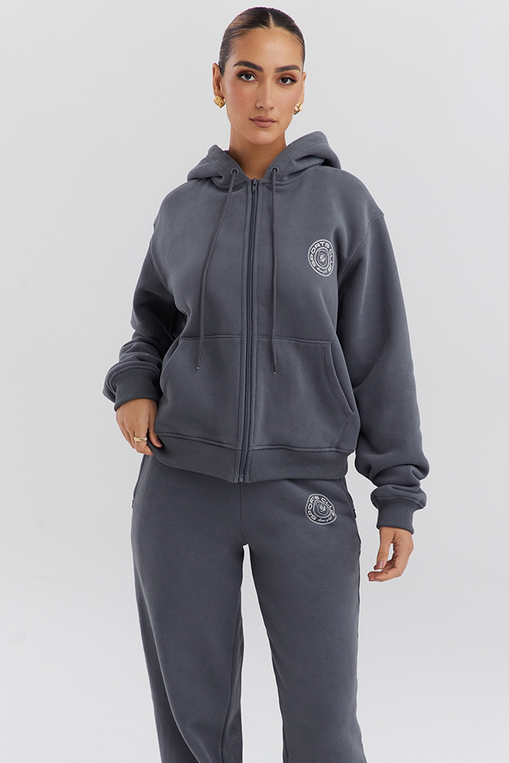 Mirage-Slate Zip Through Hoodie