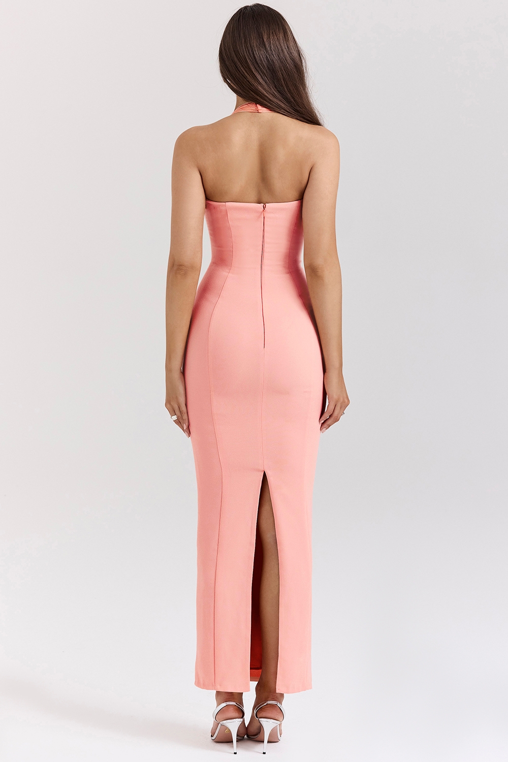 Gianina-Sorbet Crepe Halter Maxi Dress