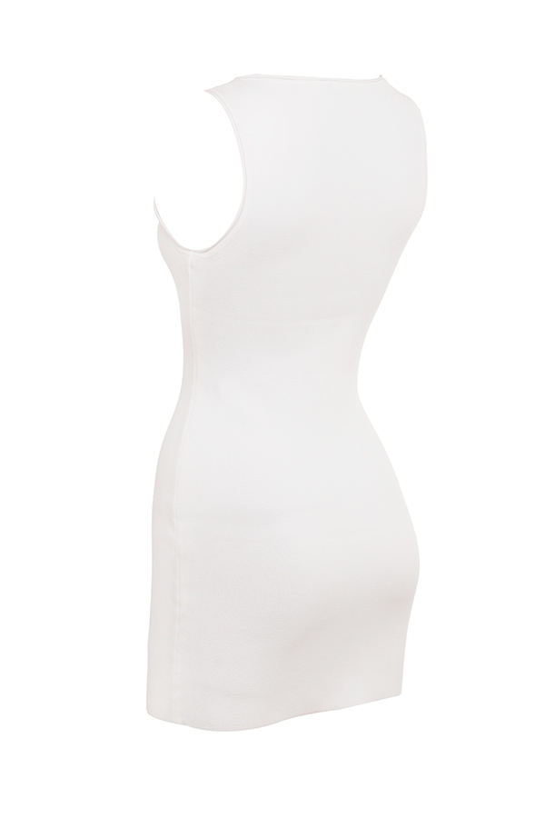 Laguna-White Stretch Knit Mini Dress - SALE