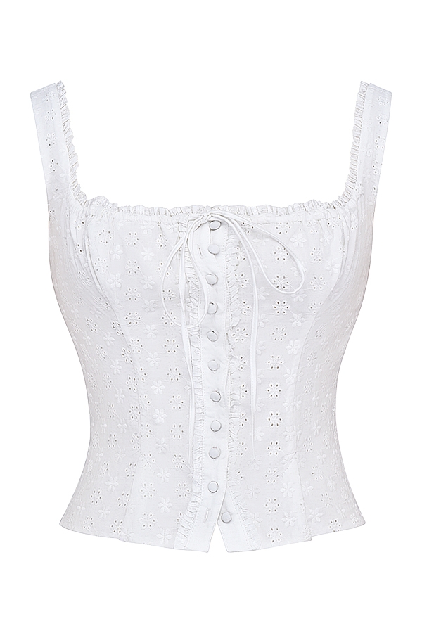 Juana-White Broderie Anglaise Top