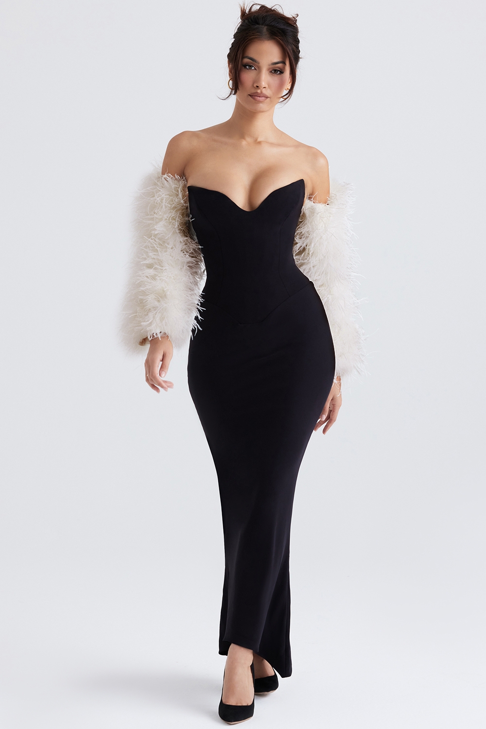 Ash-Off White Marabou Sleeve Jacket