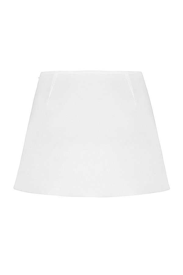 Mallie-White Linen A-Line Mini Skirt
