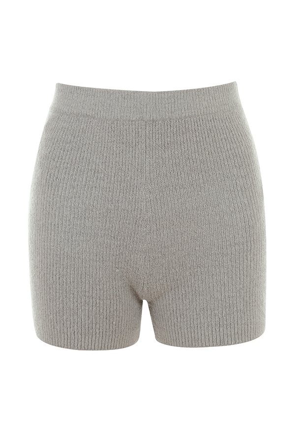 Grounded-Grey Knit High Waist Shorts - SALE