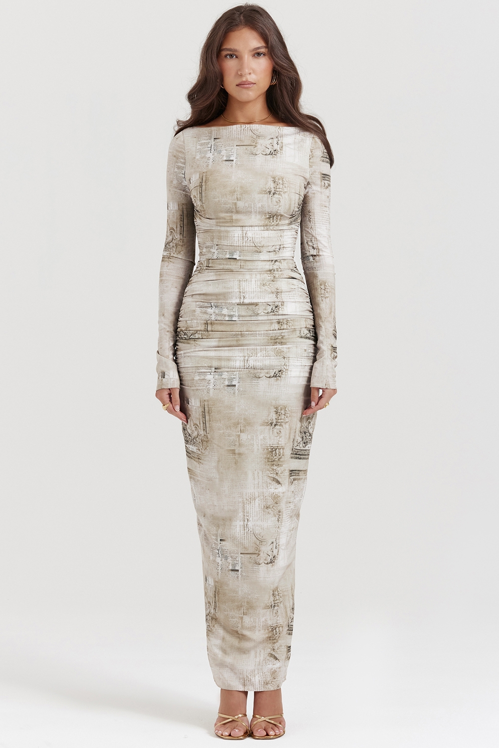 Lanetta-Pale Sage Print Maxi Dress