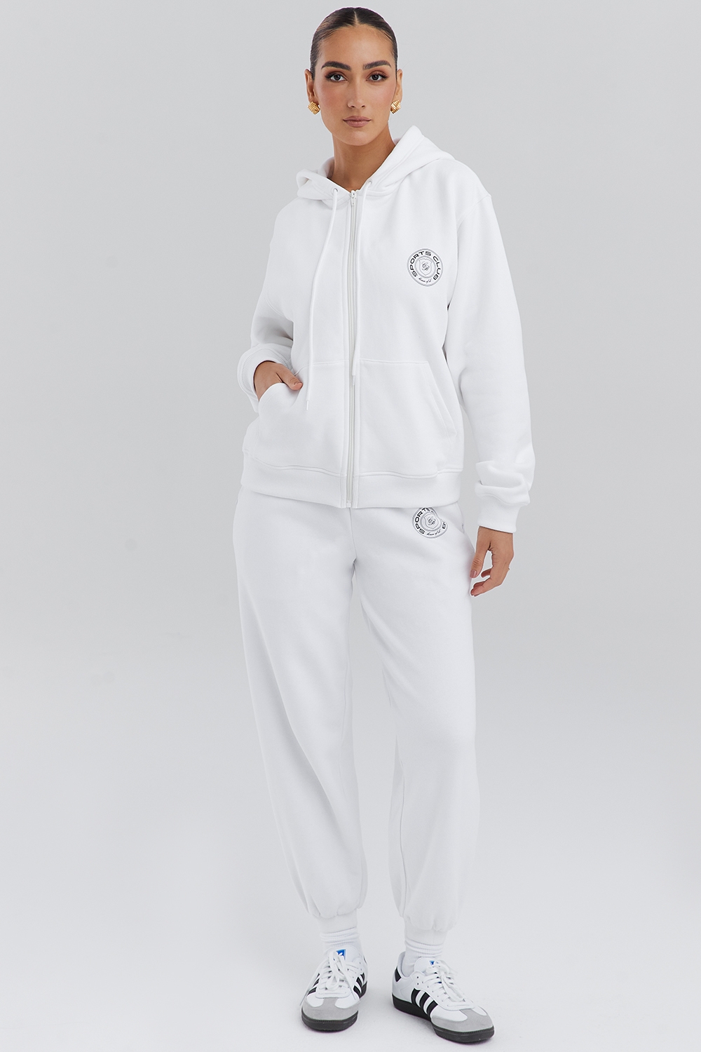 Mirage-White Zip Through Hoodie