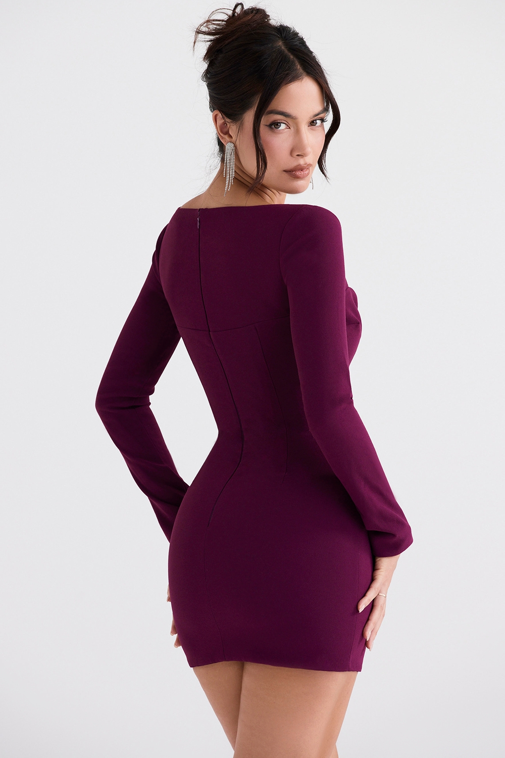 Marcella-Merlot Plunge Corset Dress