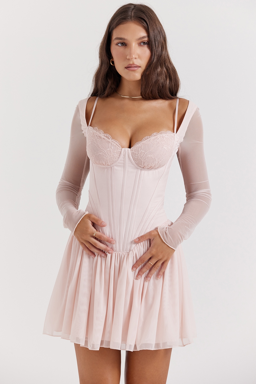 Vivi-Soft Peach Corset Mini Dress