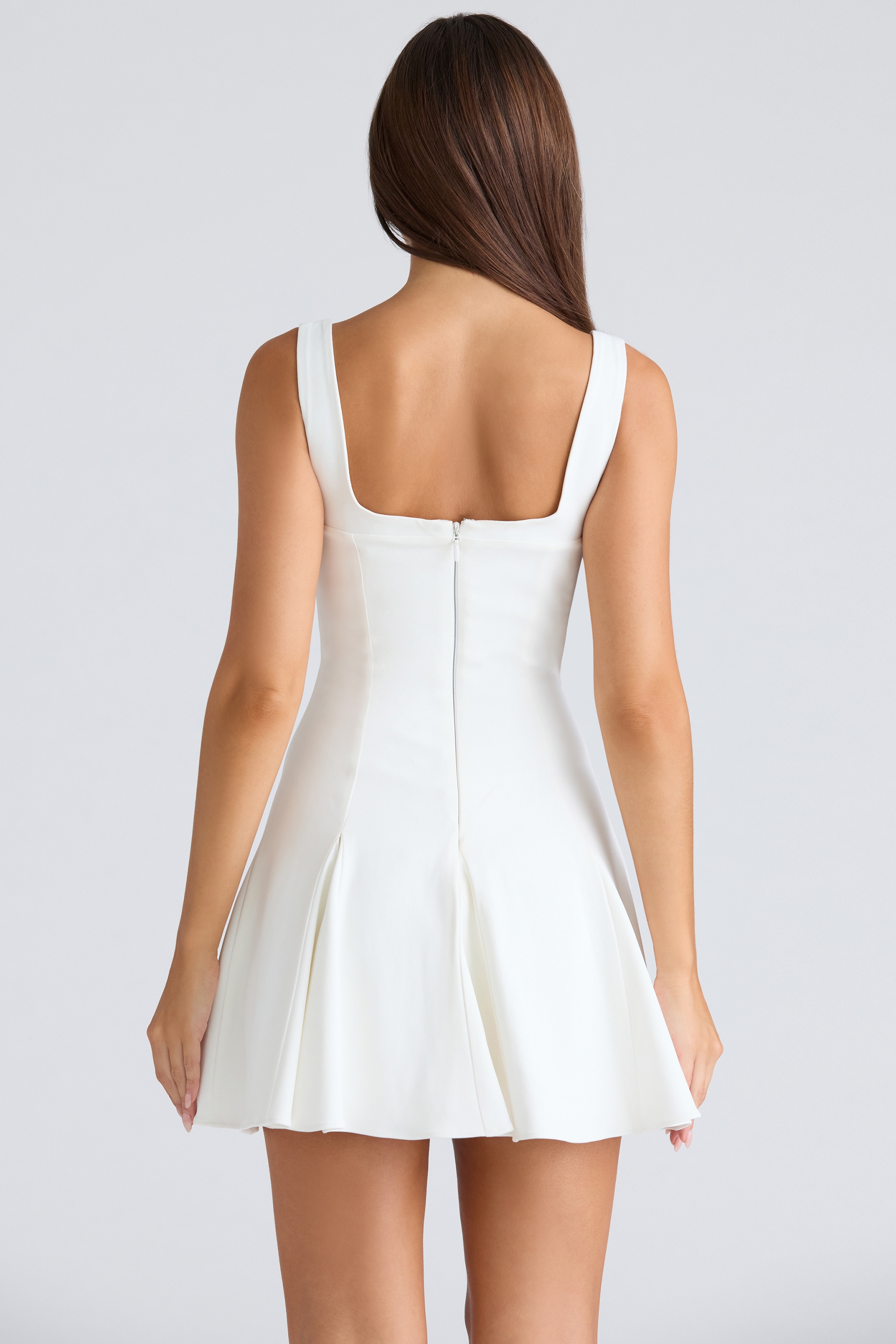 Amelie-Vintage Ivory Stretch Crepe Mini Dress
