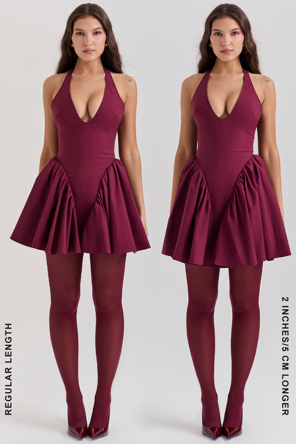 Valentia-Wine Halter Mini Dress