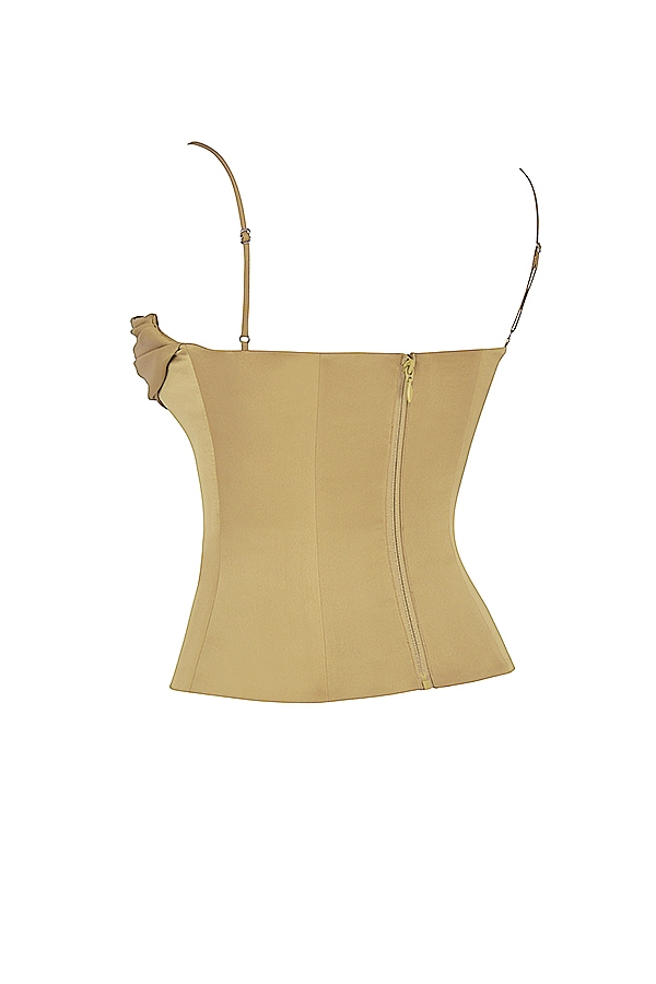 Letitia-Olive Satin Lace Up Corset