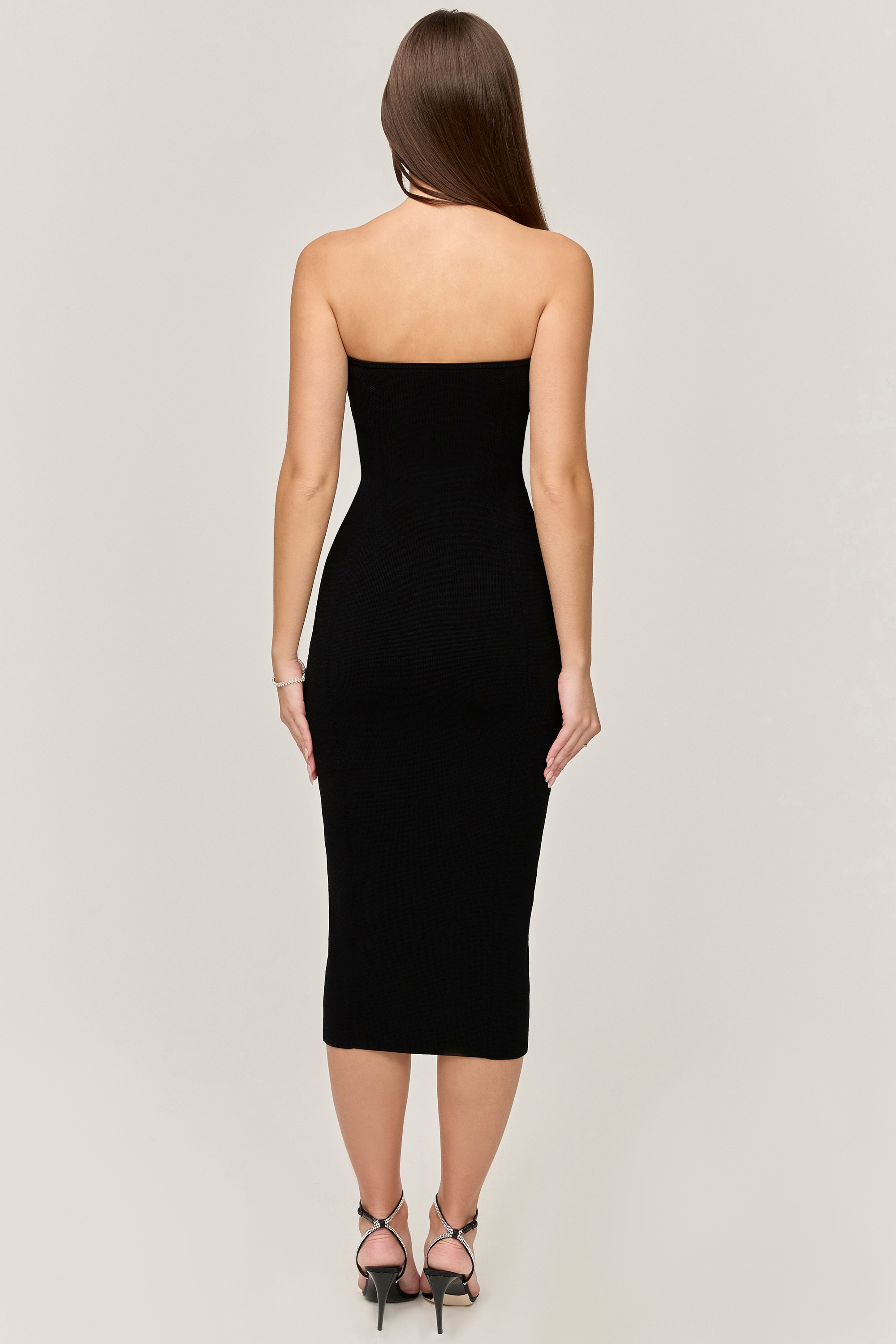 Magdalena-Black Strapless Knit Midi Dress - SALE