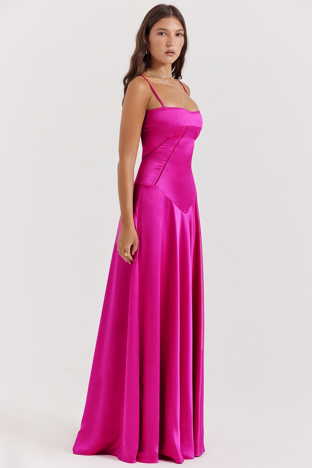 Anabella-Fuchsia Lace Up Maxi Dress