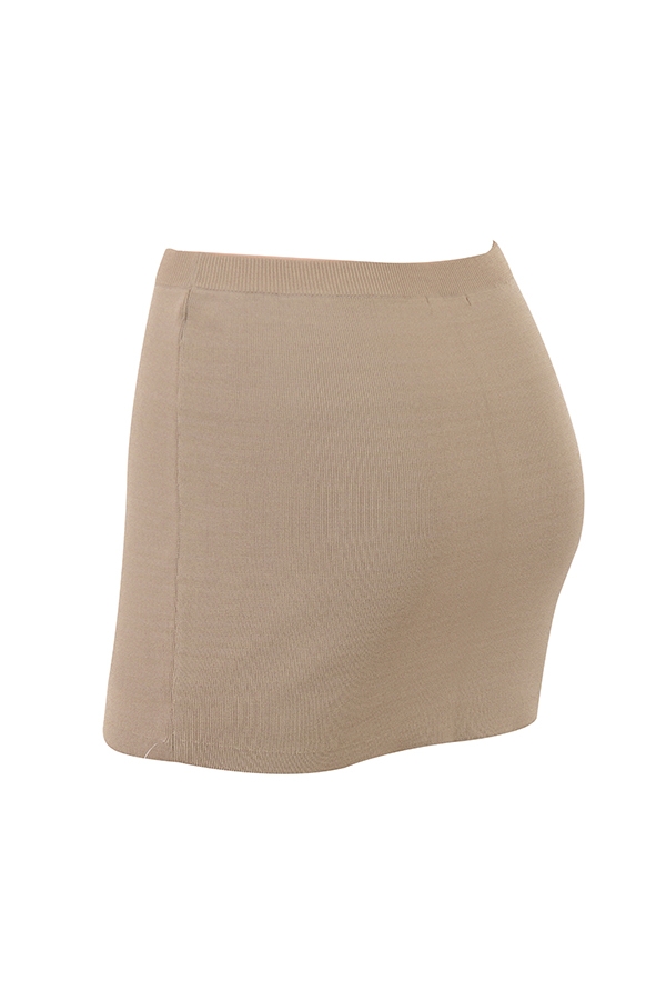 Mariella-Taupe Knit Mini Skirt - SALE