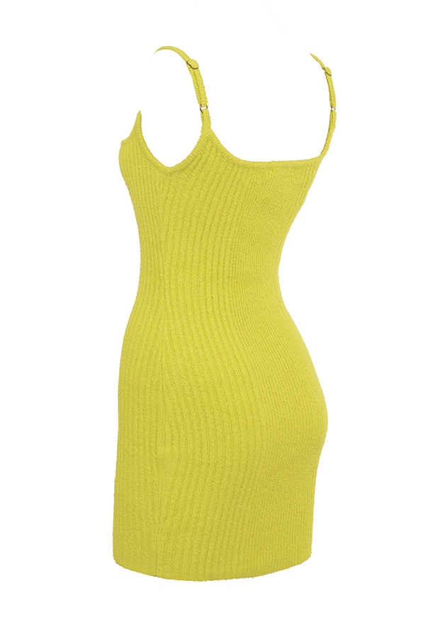 Neri-Acid Lime Textured Cotton Knit Mini Dress - SALE