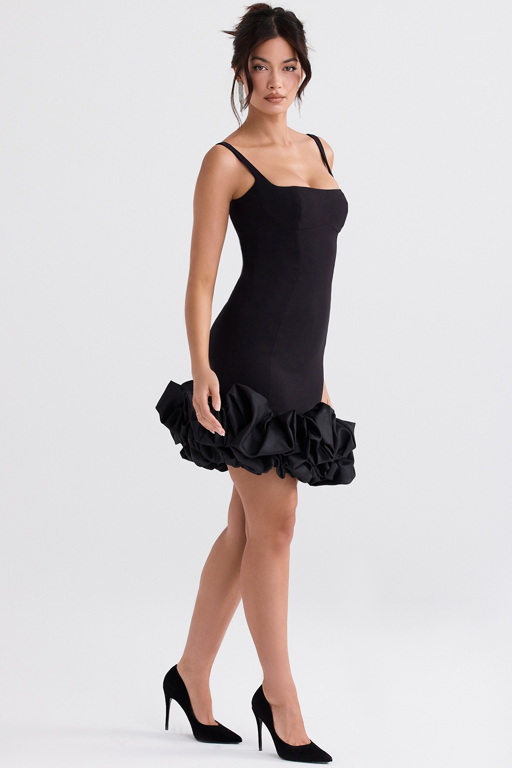 Lilou-Black Ruffle Hem Dress