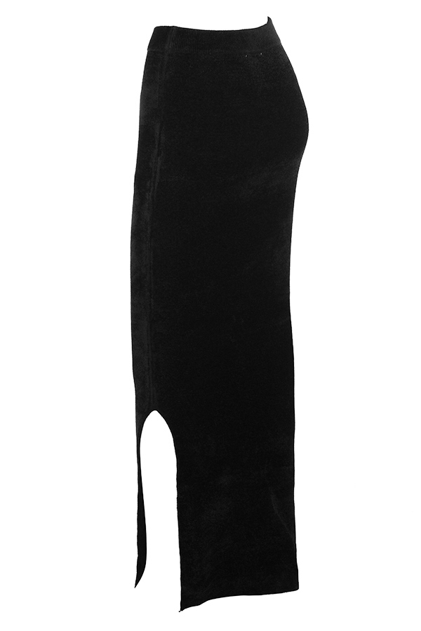 Rene-Black Chenille Maxi Skirt - SALE