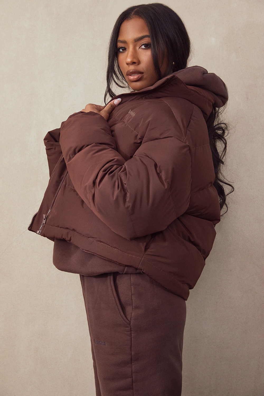 Hero-Chocolate Oversized C Shape Puffer Jacket