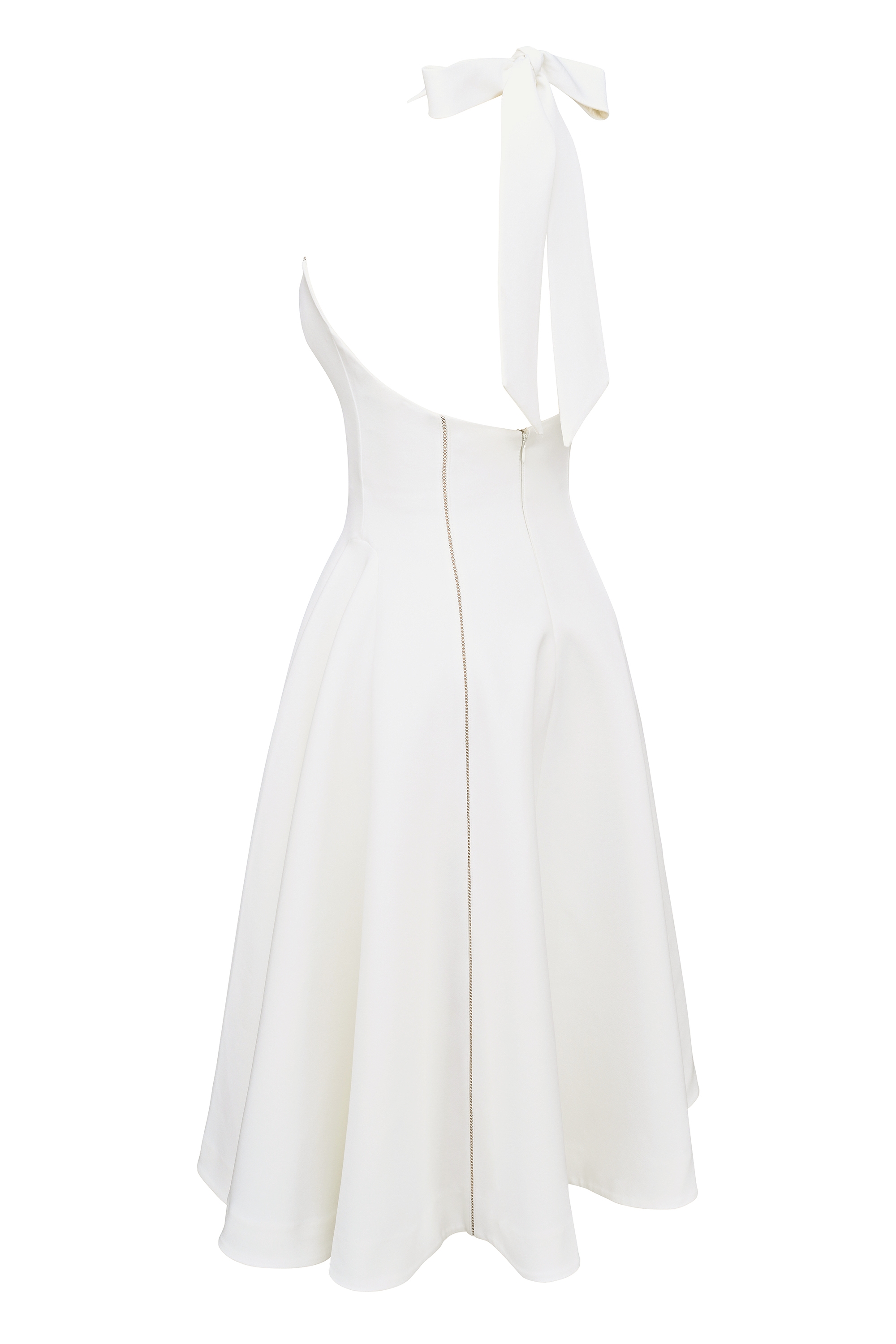 Loulou-Ivory Halter Neck Midi Dress