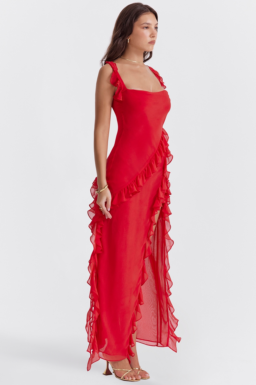 Ariela-Cherry Ruffle Maxi Dress