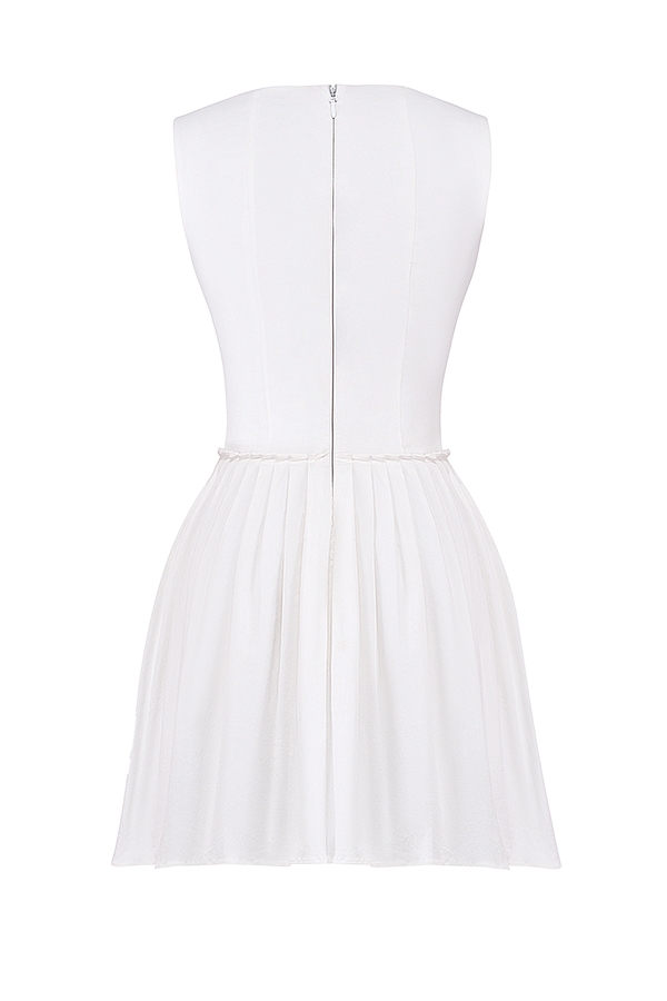 Cupid-White Pleated Mini Dress