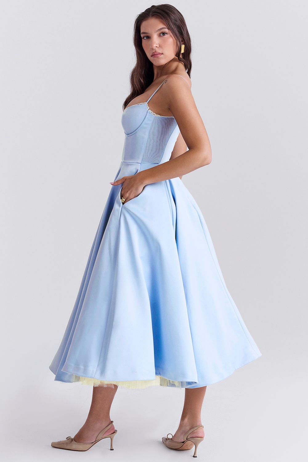 Mademoiselle-Cinderella Blue Tulle Midi Dress