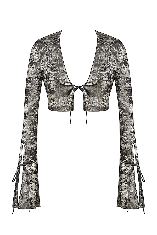 Giulia-Pewter Shimmer Velvet Satin Top
