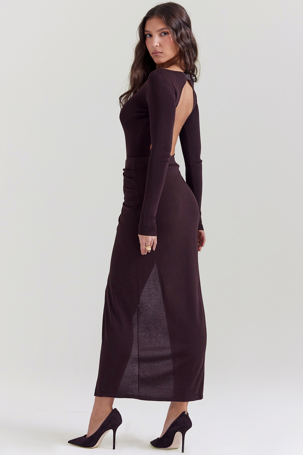 Lilas-Espresso Knit Midi Skirt - SALE