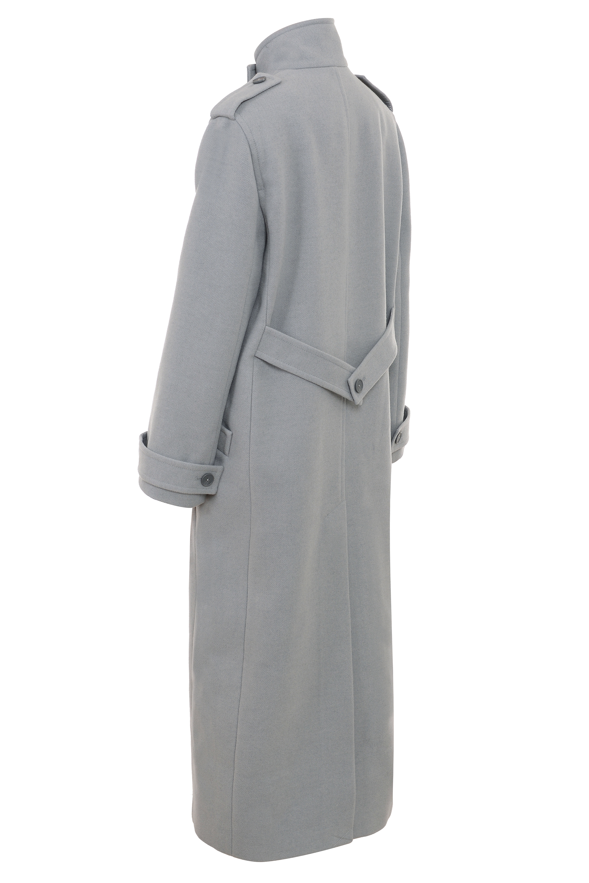 Sander-Grey Double Breasted Funnel Neck Coat