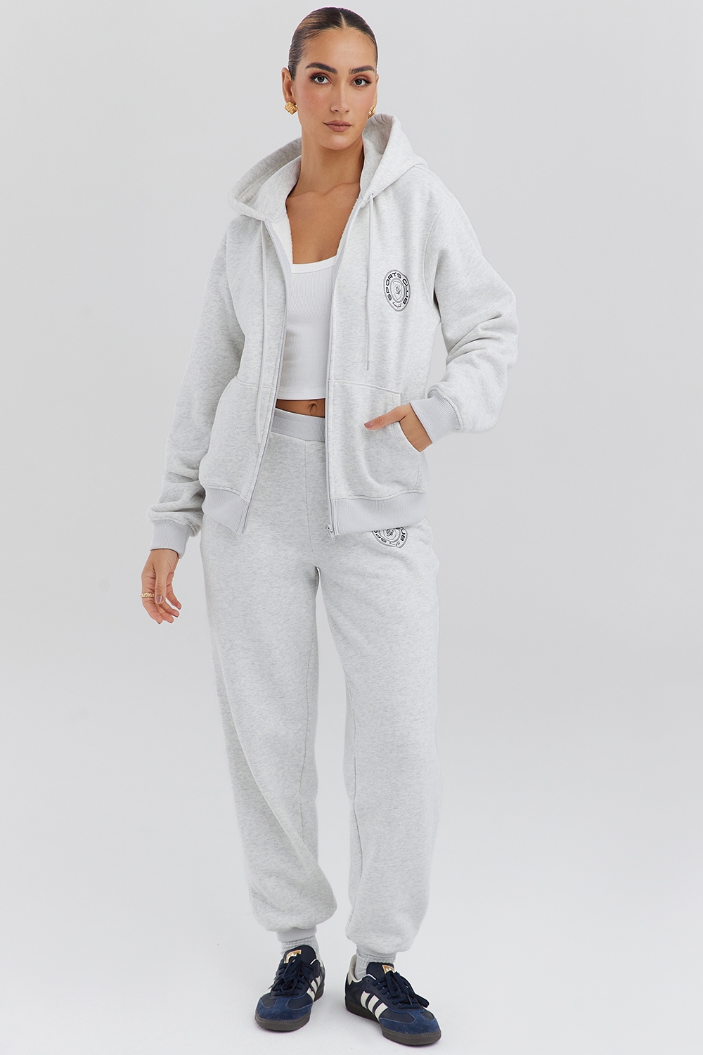 Coast-Light Grey Marl Fleece Back Jogging Trousers