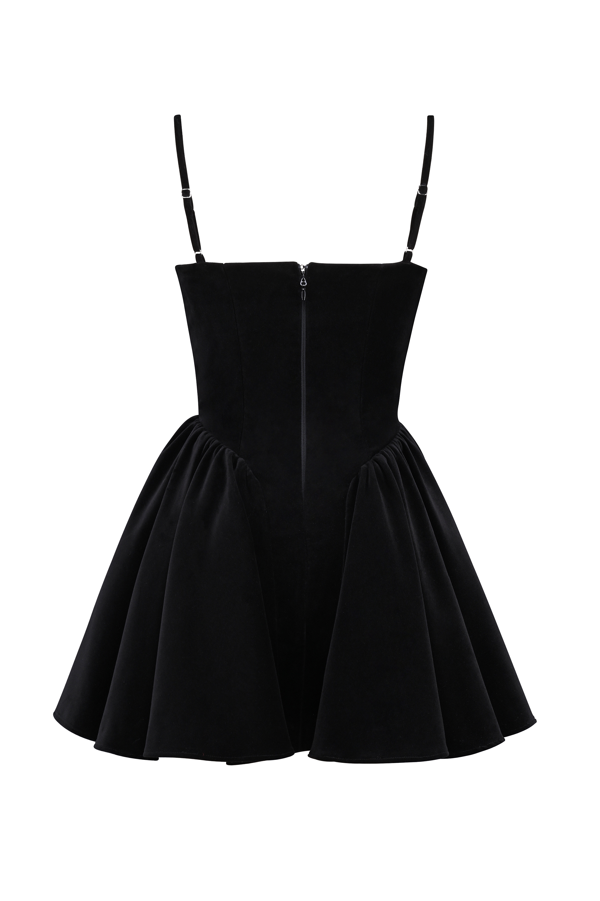 Selina-Black Velvet Tulle Mini Dress