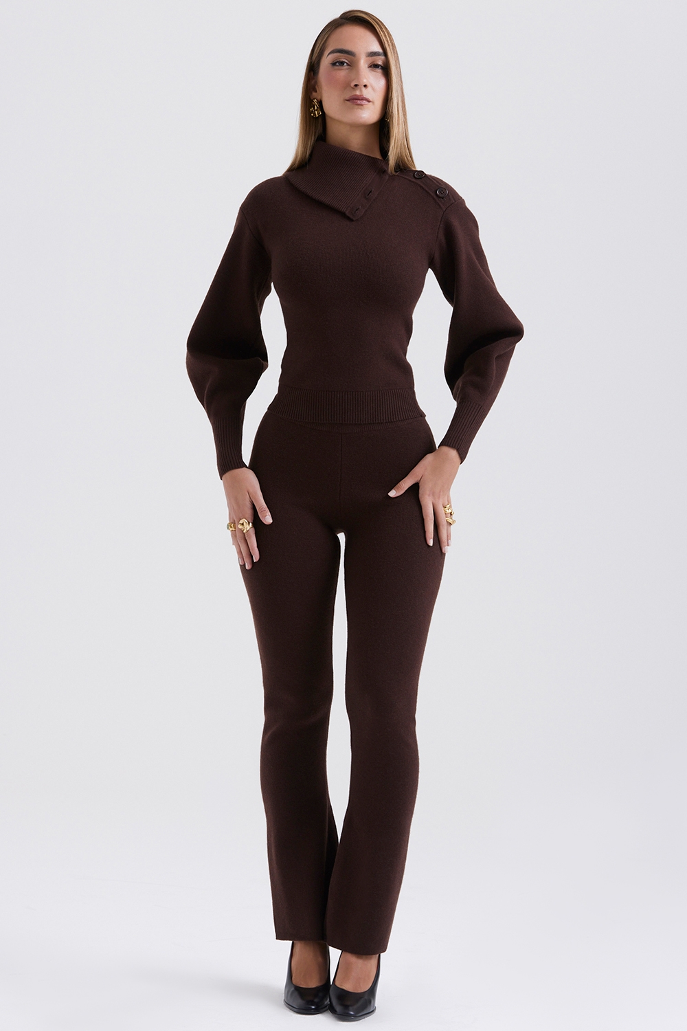 Nereida-Chocolate Cashmere Blend Trousers - SALE