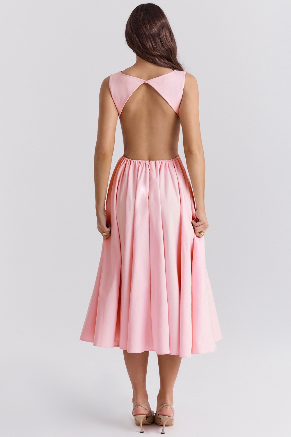 Cindy-Ballerina Pink Twill Midi Sundress