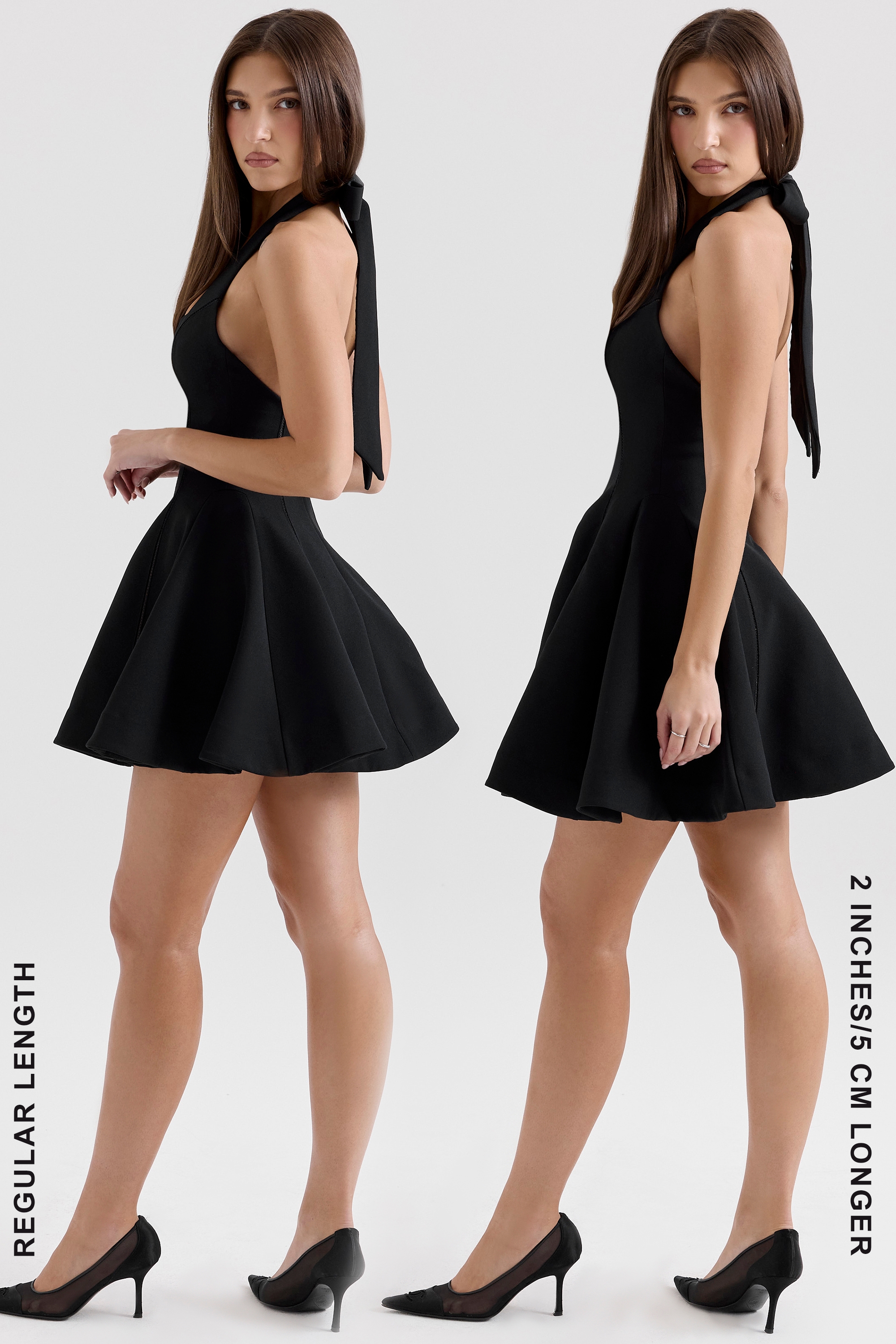 Loulette-Black Halter Neck Bow Mini Dress