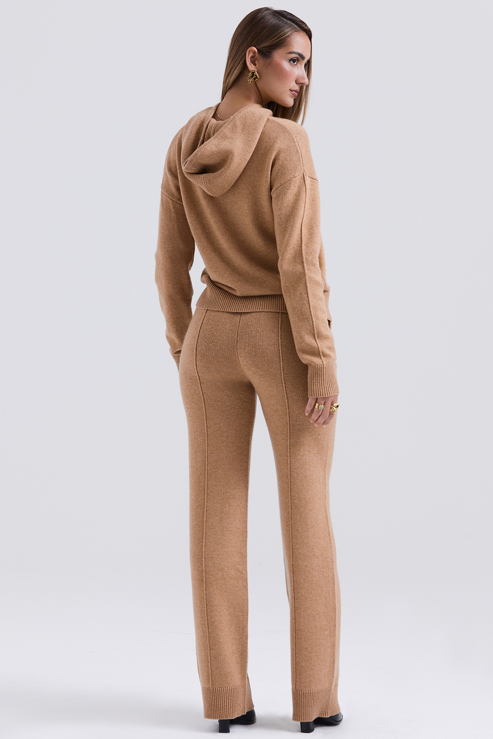Yalina-Camel Cashmere Blend Trousers - SALE