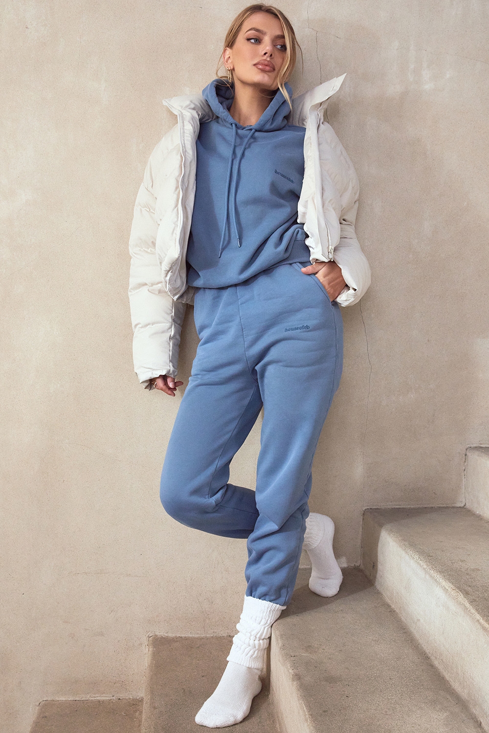 Sky-Azure Fleece Back Jogging Trouser