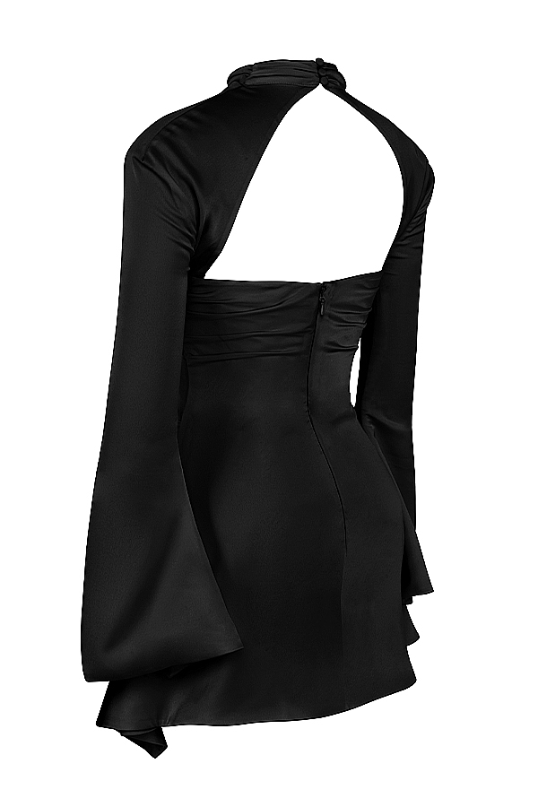 Toira-Black Draped Corset Dress