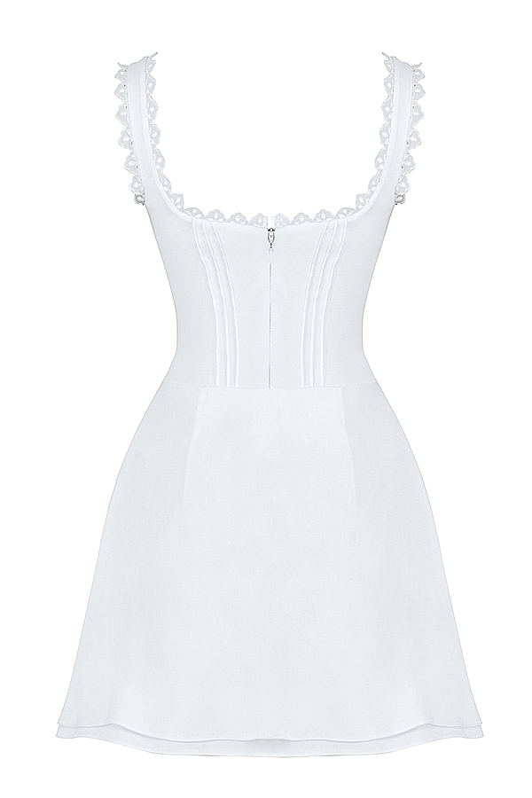 Tilly-White Pin Tuck Mini Dress
