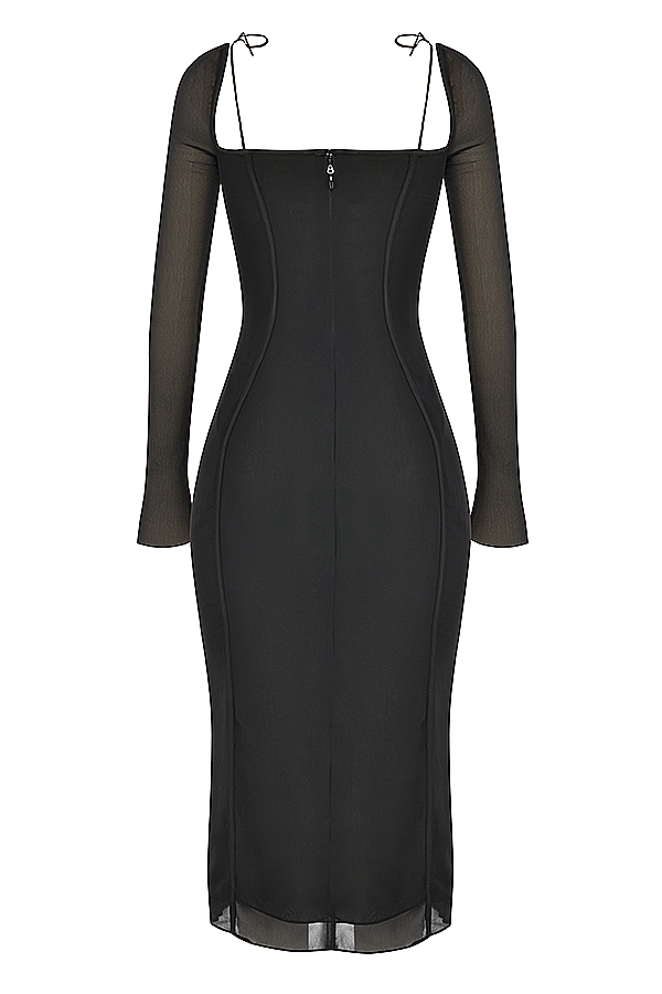 Ophelia-Black Cutout Midi Dress