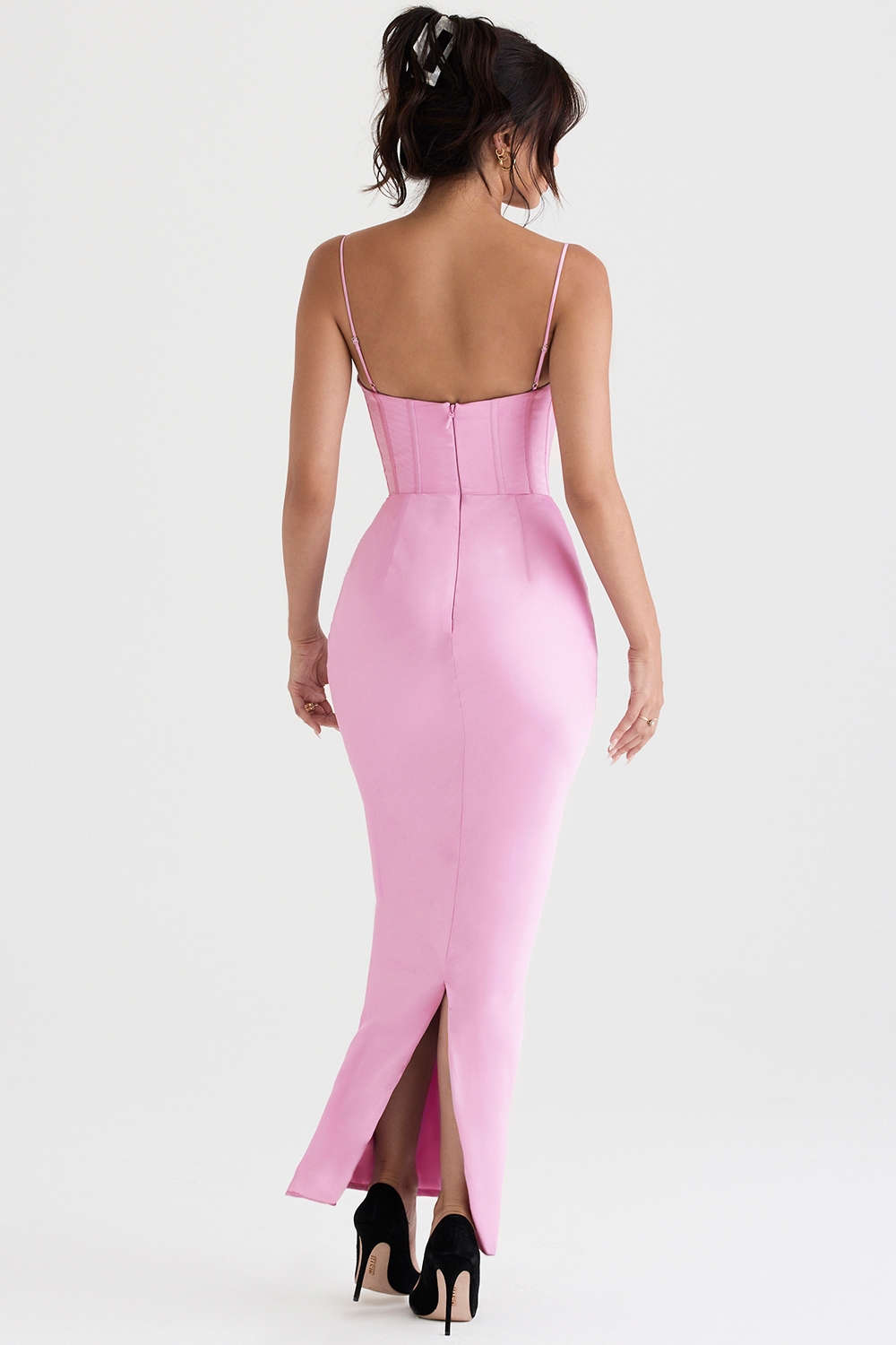Charmaine-Pink Corset Maxi Dress