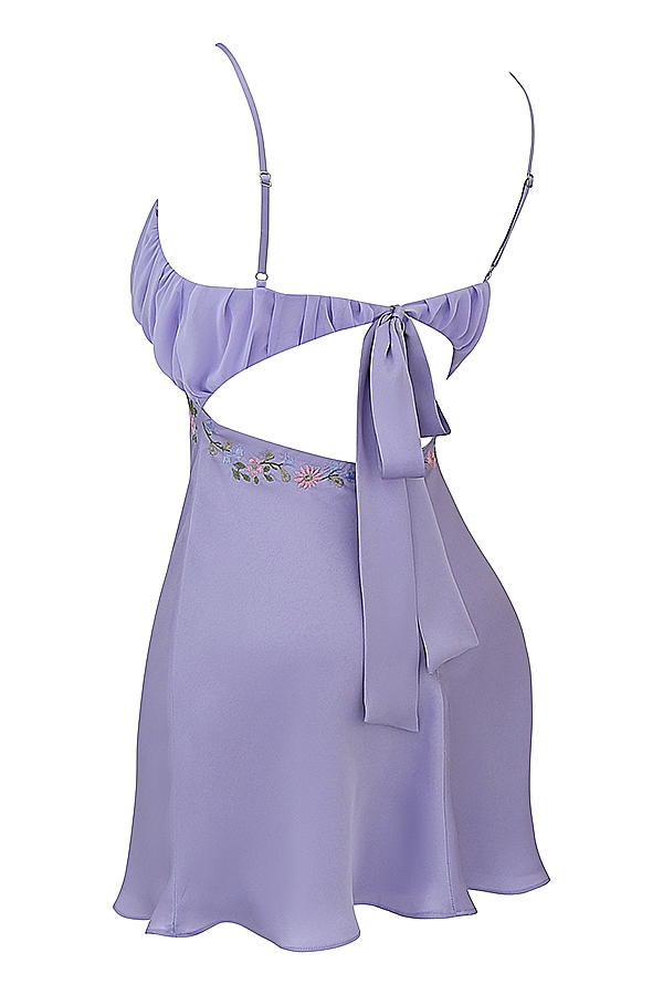 Christa-Embroidered Lavender Mini Dress