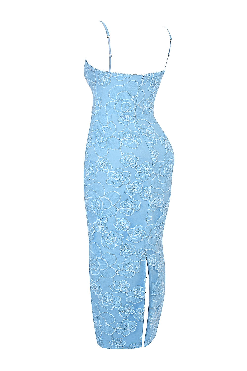 Eva-Tuscan Blue Embroidered Floral Maxi Dress