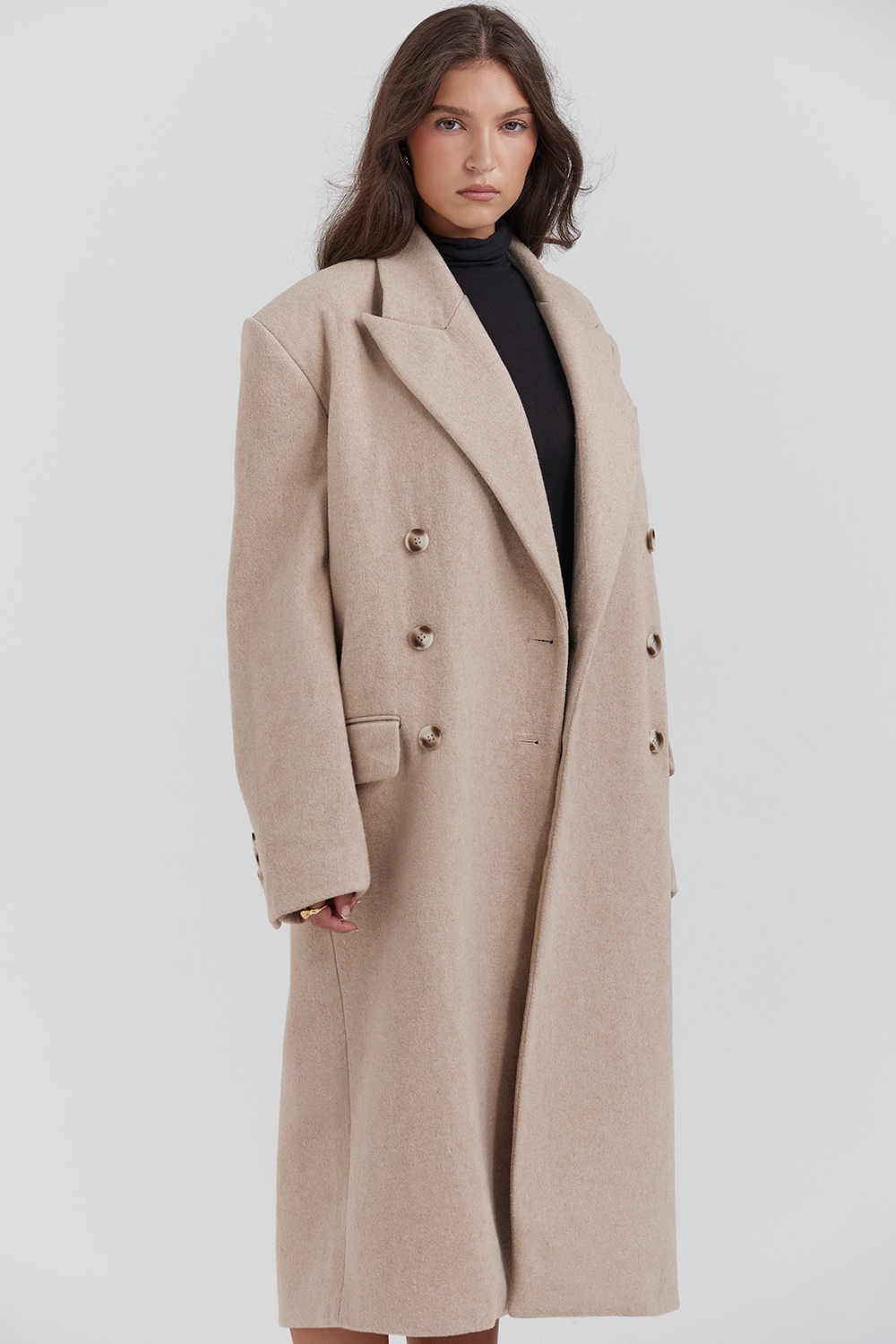 Carter-Oatmeal Double Breasted Coat
