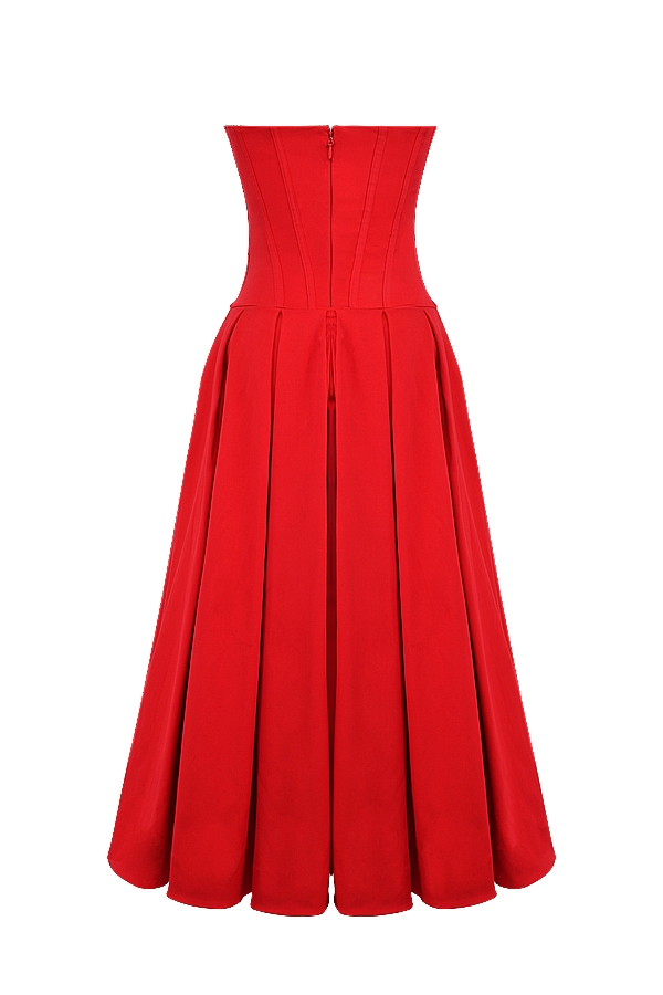 Lady-Scarlet Strapless Midi Dress