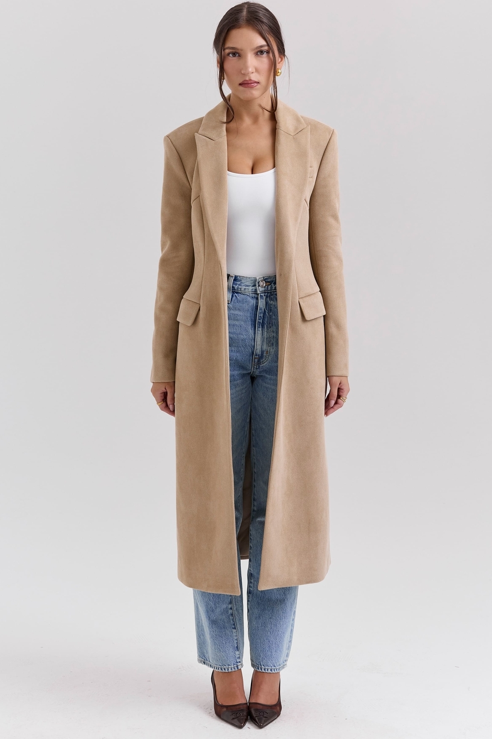 Remi-Camel Single Breasted Long Coat