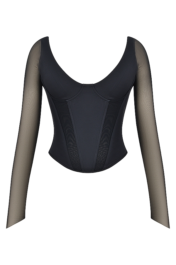 Araminta-Black Long Sleeve Corset