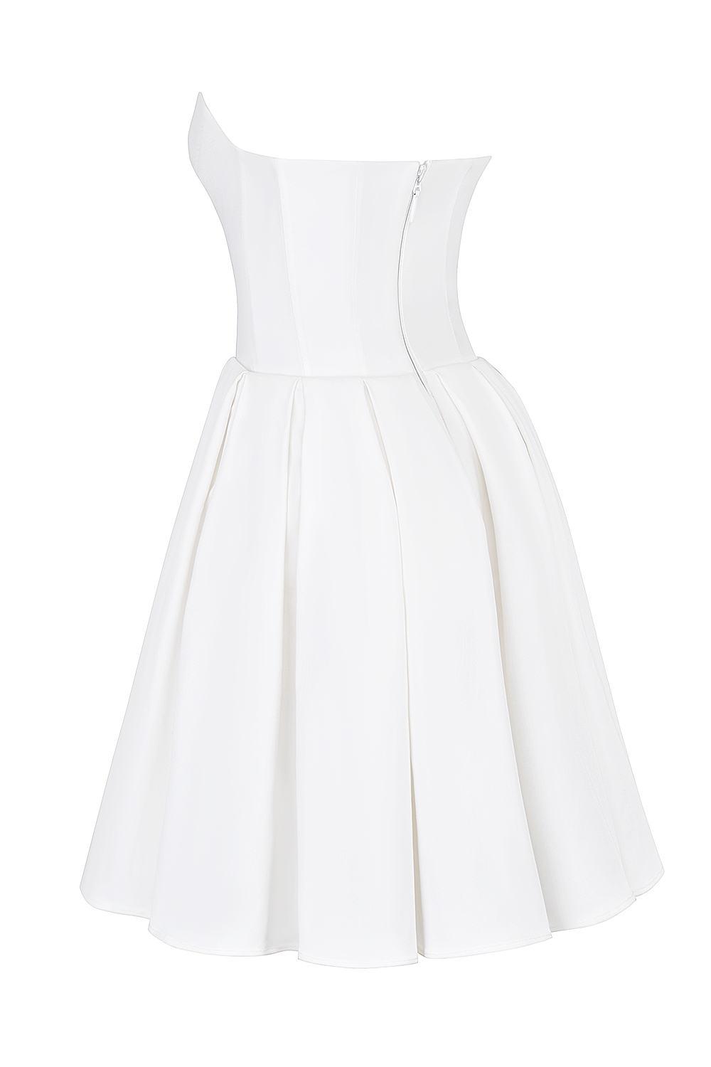 Emmanuela-White Strapless Pleated Mini Dress