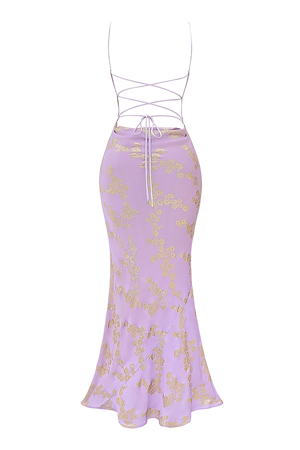 Capriana-Orchid Jacquard Satin Gown