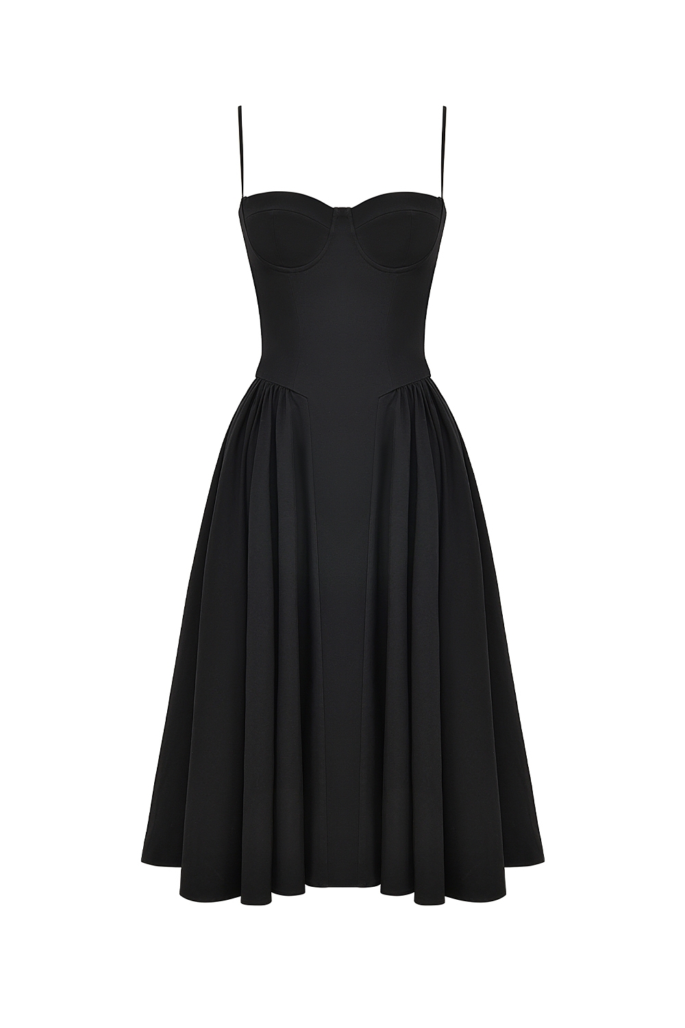 Samaria-Black Corset Midi Dress