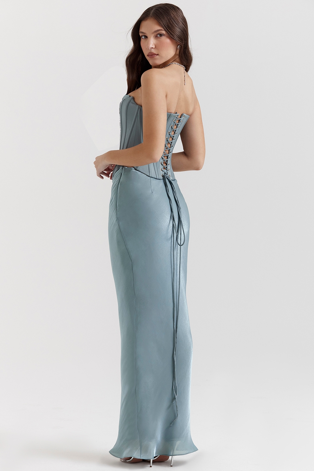 Amadi-Cool Blue Floor Length Maxi Skirt