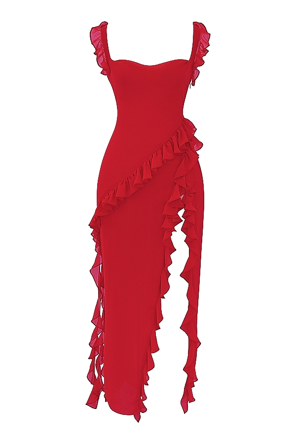 Ariela-Cherry Ruffle Maxi Dress